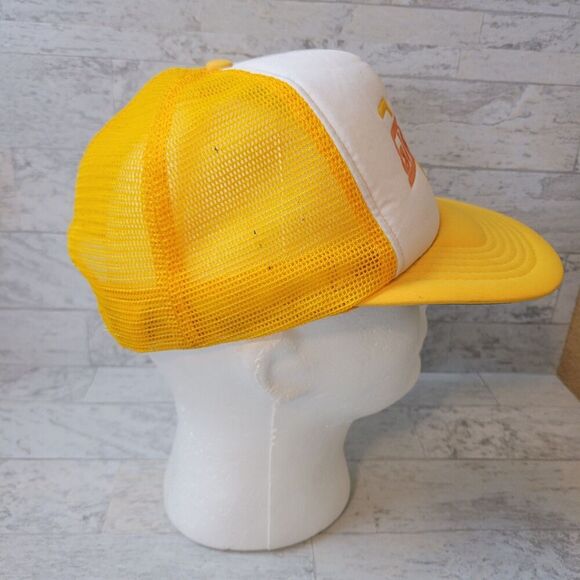Vintage Gibson's Mesh Trucker Hat Cap Yellow White Snapback - Picture 5 of 9